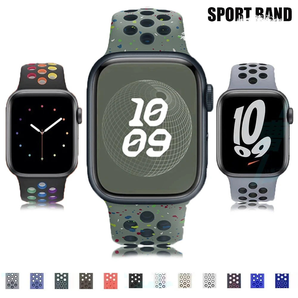 Ремешок спортивный для Apple Watch band 44 мм 45 мм Ultra 2 49 мм 40 мм 41 мм 42 мм 45 44 мм, силиконовый браслет для iWatch Series 9 8 SE 7 3
Ремешок спортивный для Apple Watch band 44 мм 45 мм Ultra 2 49 мм 40 мм 41 мм 42 мм 45 44 мм, силиконовый браслет для iWatch Series 9 8 SE 7 3