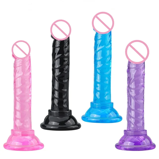 Godemiché avec pénis réaliste en gelée douce pour femme, Mini gode avec ventouse, vagin, Anal, Plug Anal, sangle sur masturbateur, jouets sexuels 2