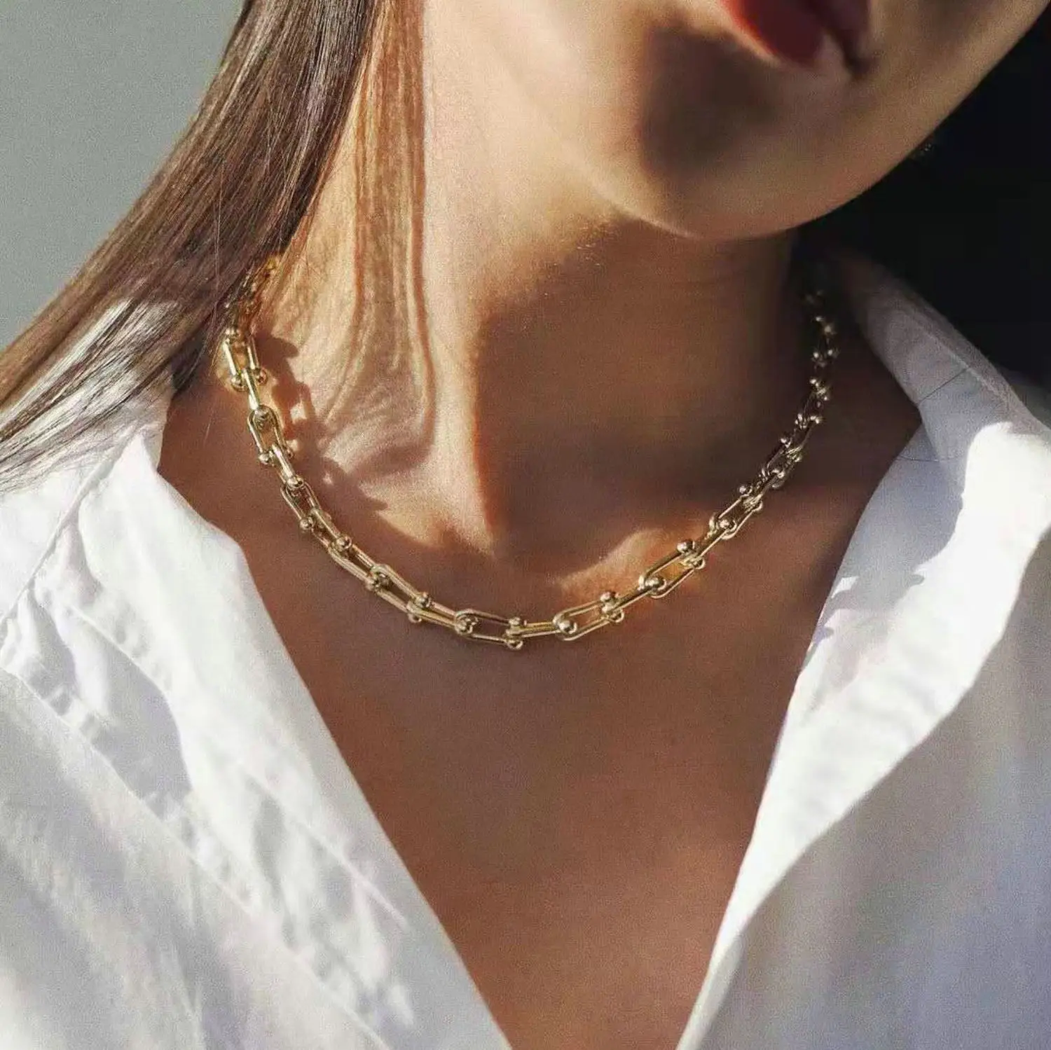 INS New Fashion 18K Gold-plated Stainless Steel Jewelry Handmade U-chain Necklace Geometric Punk Popular Necklace for Women 2024
INS New Fashion 18K Gold-plated Stainless Steel Jewelry Handmade U-chain Necklace Geometric Punk Popular Necklace for Women 2024