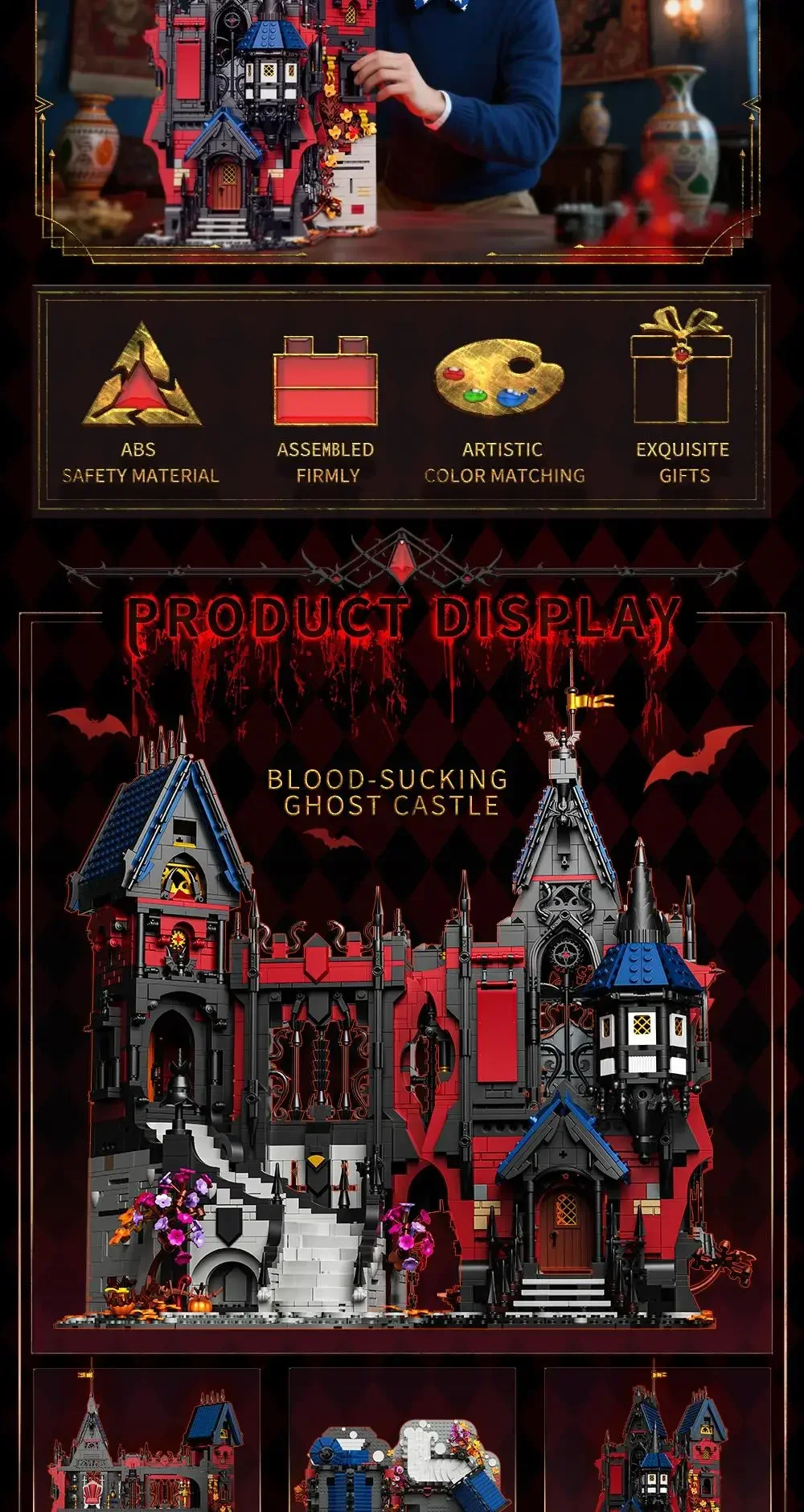 3540PCS Vampire Castle Building Blcoks Gothic Horror Castle Model Bricks Desktop Ornaments Kids Educational DIY Toy Holiday Gift 3540PCS Vampire Castle Building Blcoks Gothic Horror Castle Model Bricks Desktop Ornaments Kids Educational DIY Toy Holiday Gift