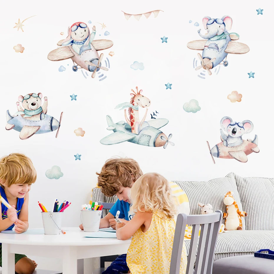 Cartoon Cute Pilot Animal Star Cloud Watercolor Nursery Stickers Wall Decals Print Kids Boys Room Interior Home Decor
Cartoon Cute Pilot Animal Star Cloud Watercolor Nursery Stickers Wall Decals Print Kids Boys Room Interior Home Decor