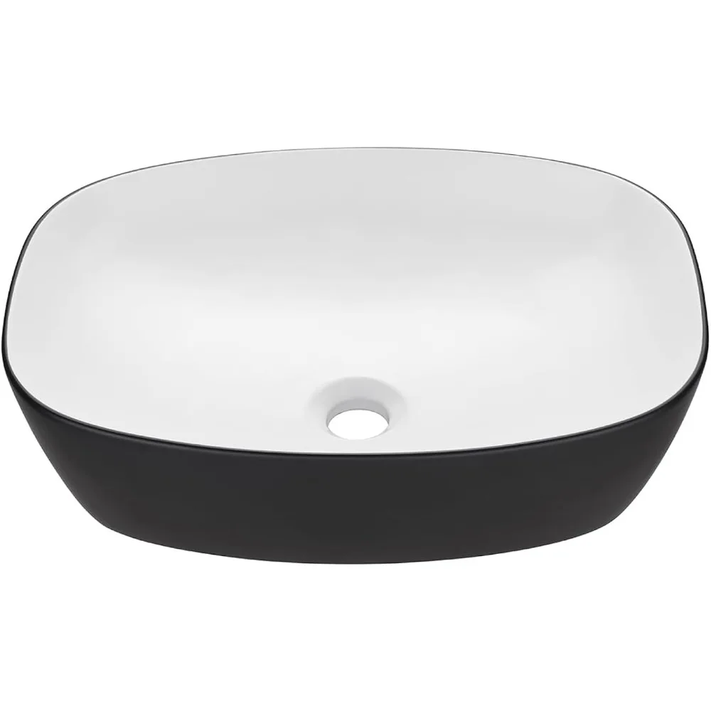 

Washhand Stand Black & White Bathroom Vessel Sink Modern Above Counter Bathroom Sink Porcelain Ceramic Vanity Sink Art Basin