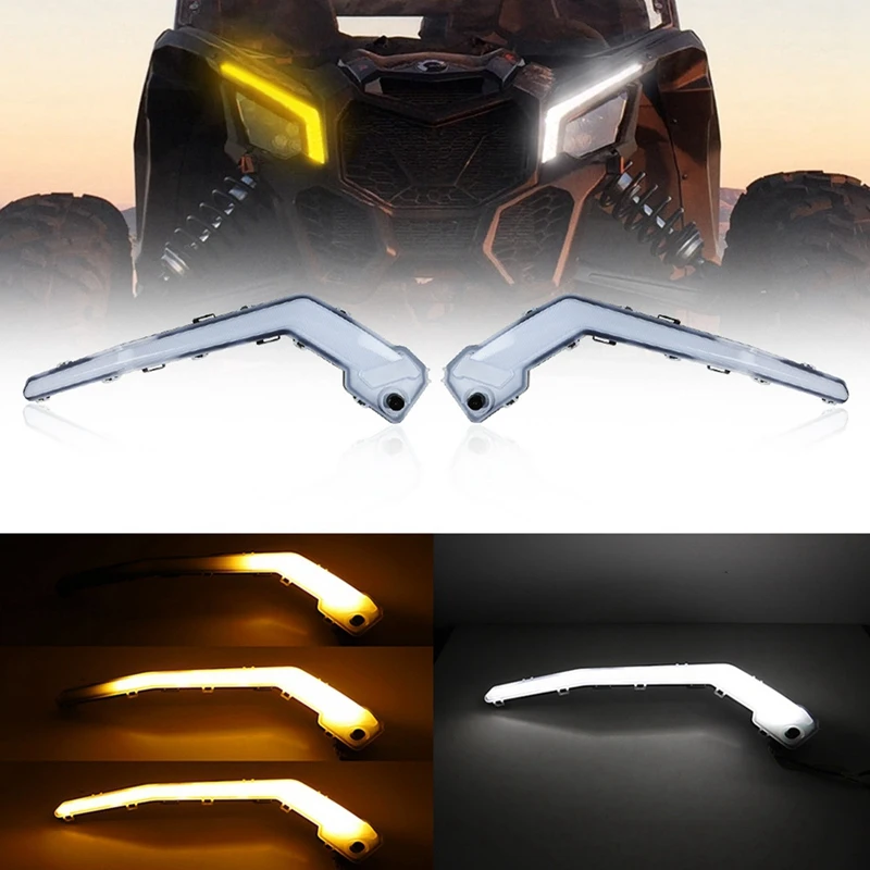 

LED Front Signature Lights, Turn Sequential Signal Light For Can-Am Maverick X3 XDS Max Turbo 710004994 710004995 Replacement