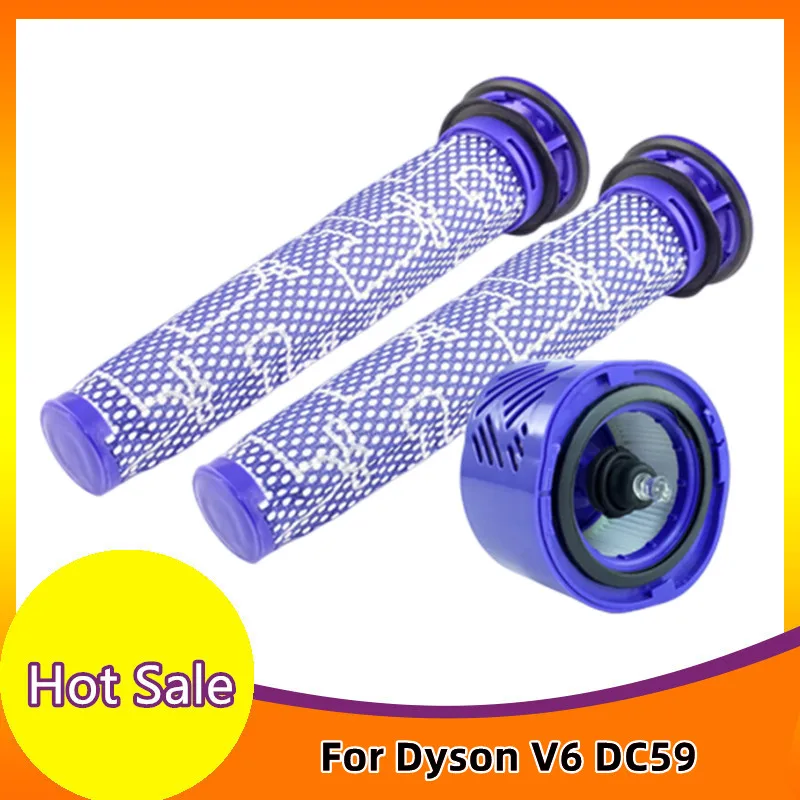 

3PCS Pre & Post-Motor HEPA Filter Kit for Dyson V6 DC59 Vacuum Cleaner Parts Fit Part DY-96674101 & DY-96566101