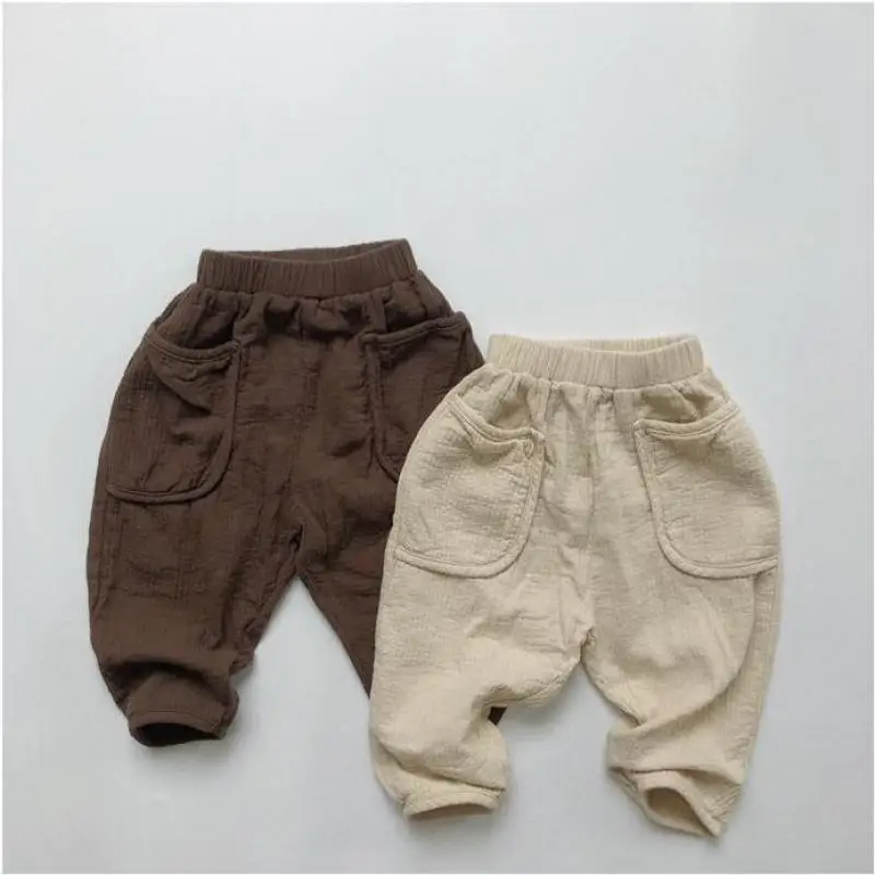 

Autumn Winter New Children Loose Trousers Baby Girls Linen Cotton Harem Pants Fashion Boys Vintage Casual Pants Kids Clothes