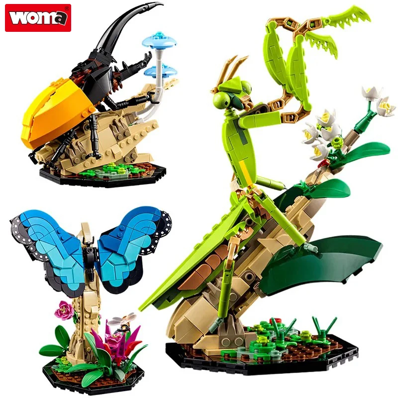 

Фирменные креативные строительные блоки Woma серии насекомых бабочка Жук мантис биологическая модель декоративные блоки игрушка подарок для детей