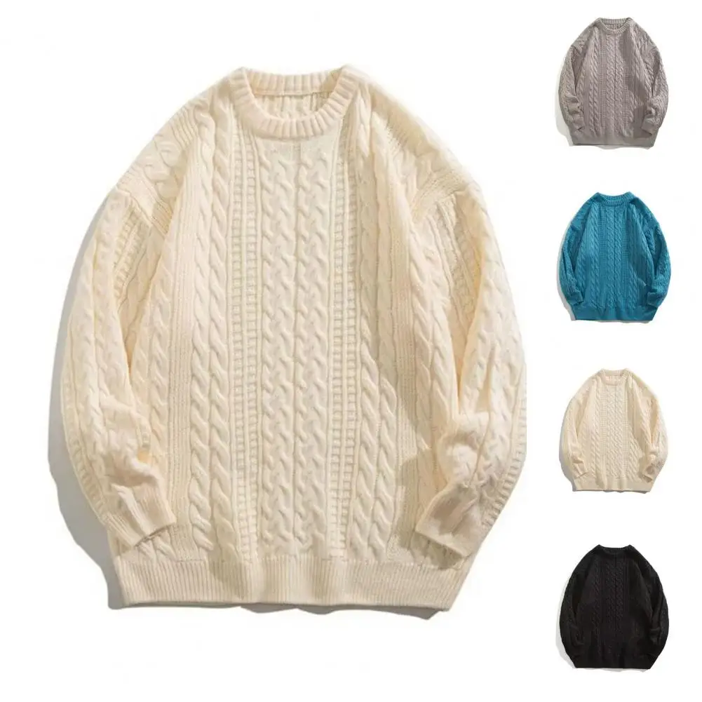 

Легкий свитер с круглым вырезом, мужской свитер из полиэстера, удобный вязаный свитер для мужчин, Теплый Зимний пуловер для пар на осень
