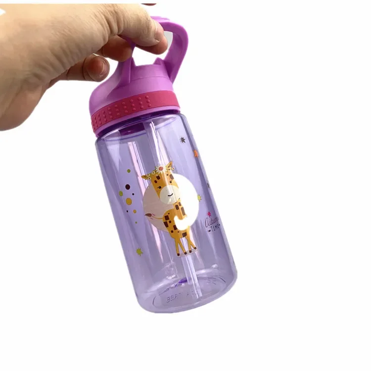 

Kids Water Bottle with Straw BPA Free Children's Drinking Kettle 480ML Healthy Plastic Portable School Cup Transparent Water Cup