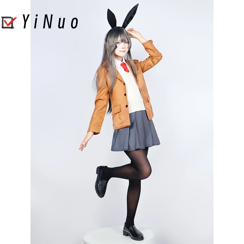 

Anime Sakurajima Mai Cosplay Costume Rascal Does Not Dream of Bunny Girl Senpai Mai Sakurajima Cosplay Wig Bunny Ears Headwear