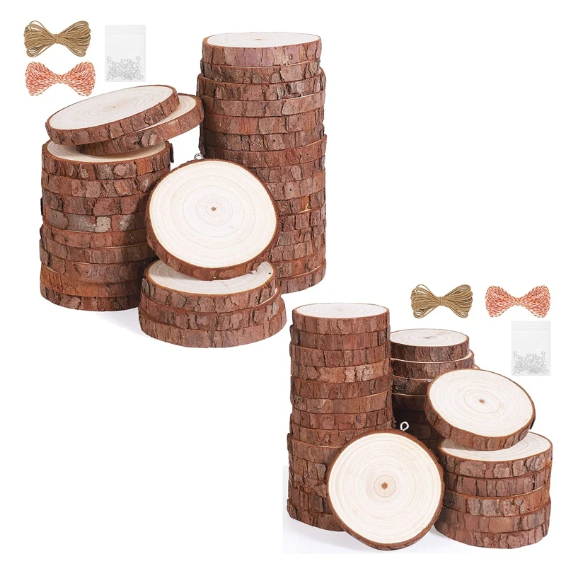 

Natural Wood Slices 30Pcs Unfinished Wood Kit,Wooden Circles For Christmas Ornaments Wedding DIY Crafts