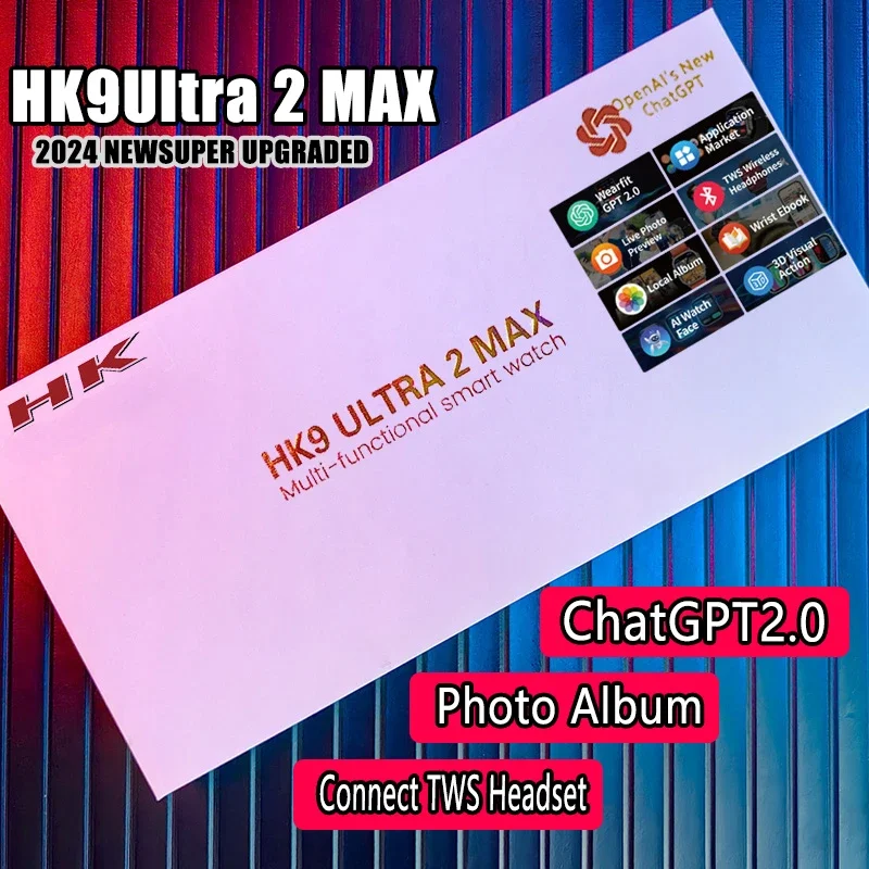 

2024 New HK9 Ultra 2 Max AMOLED Smart Watch Men Women 2GB ROM Photo Album NFC Compass Chat GPT Smartwatch Heart Rate Sport Watch