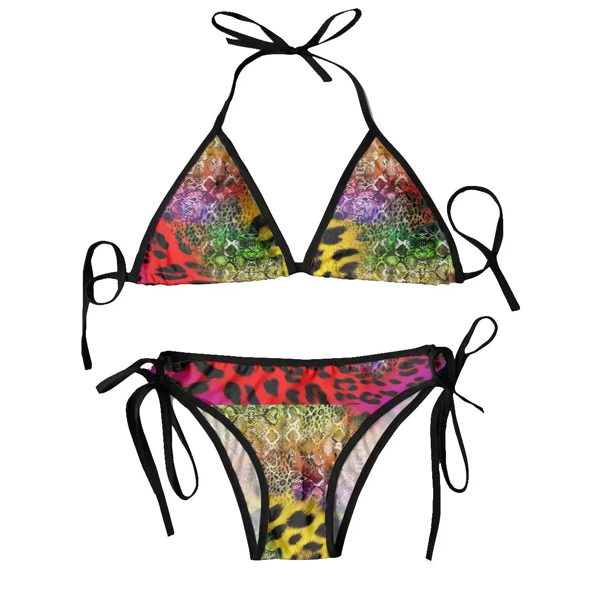 Women Triangle Swimsuit Lace-up Bikini Set Sexy Halter Swimwear Pushup Leopard Print
Women Triangle Swimsuit Lace-up Bikini Set Sexy Halter Swimwear Pushup Leopard Print