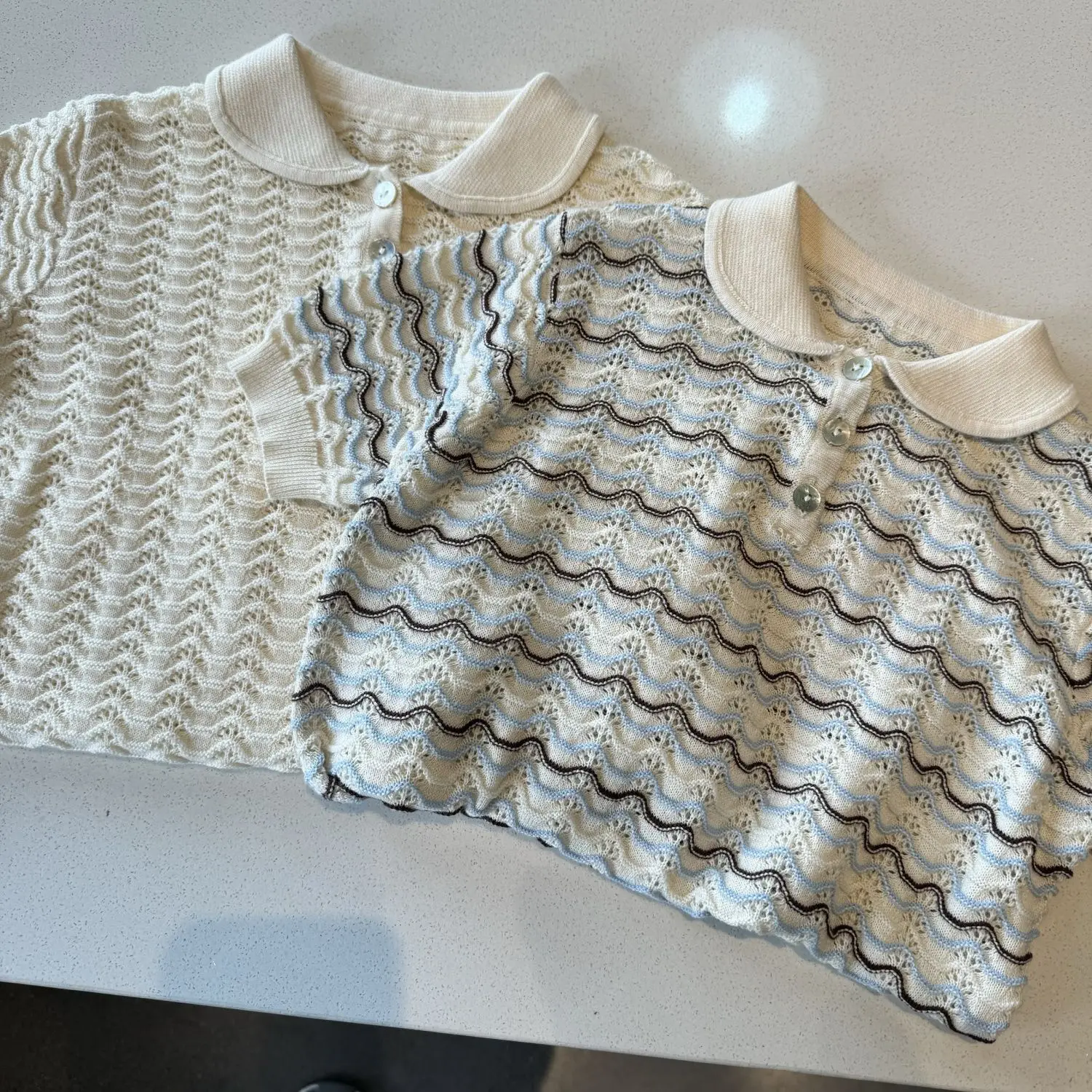Summer Children's Wear New Girl's Polo with Wave Light and Thin Ice Silk Hollow Knitted Shirt Baby Short Sleeved Top
Summer Children's Wear New Girl's Polo with Wave Light and Thin Ice Silk Hollow Knitted Shirt Baby Short Sleeved Top