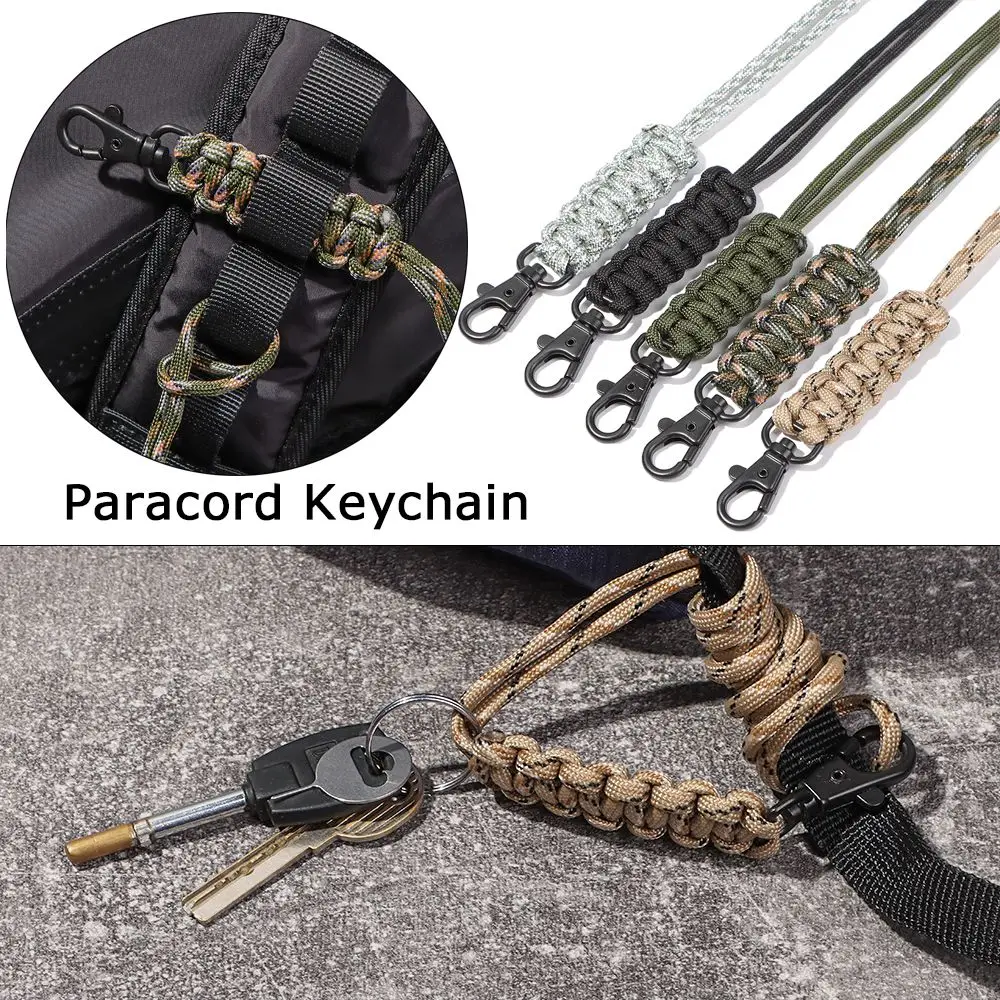 

New Emergency Survival Backpack High Strength Parachute Cord Paracord Keychain Lanyard Triangle Buckle Key Ring