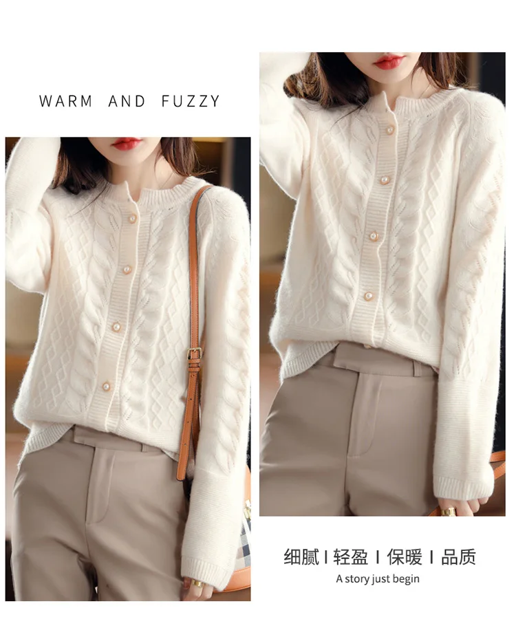 Fashion Ladies Cashmere Cardigan Spring Pullover Twist Coat HighEnd