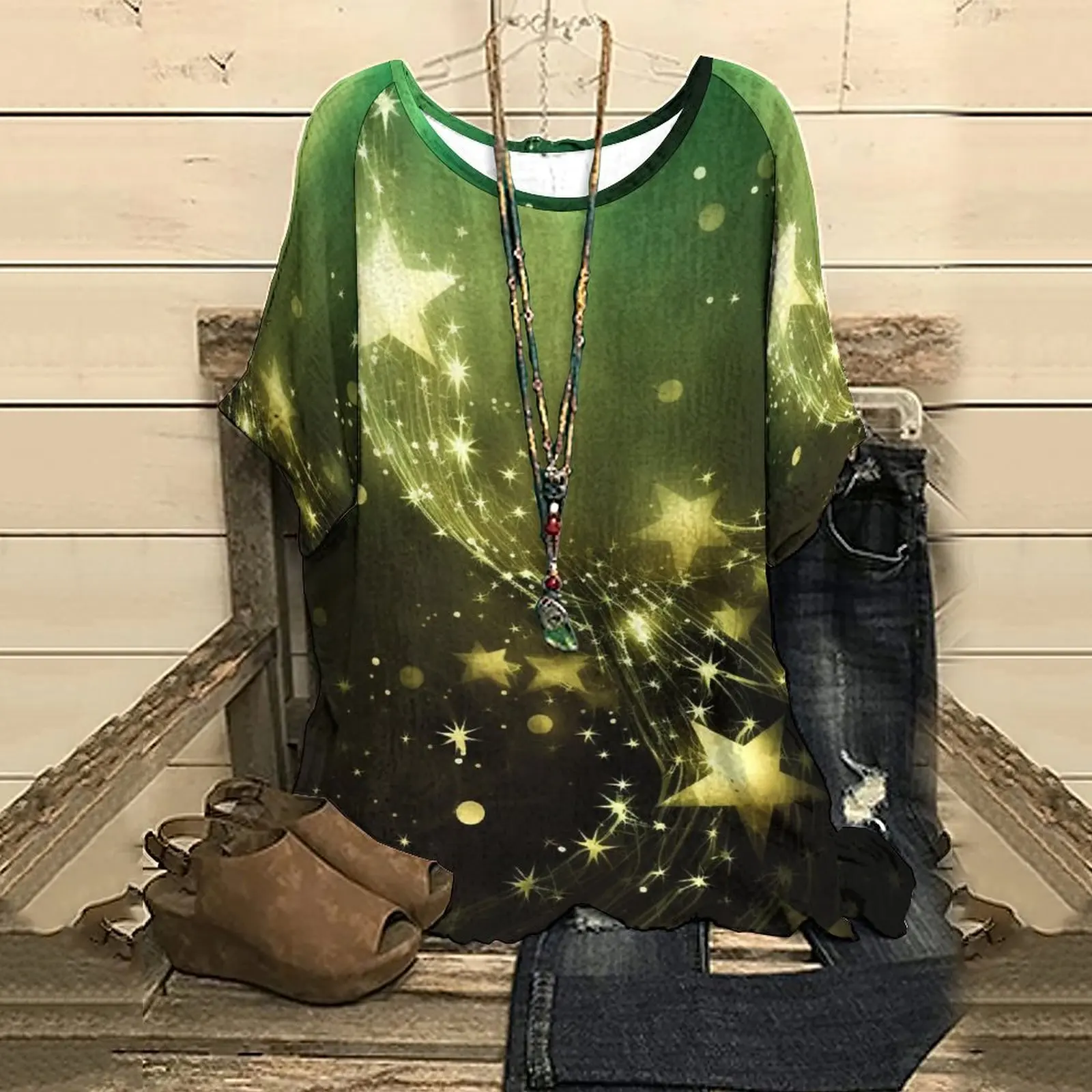 New Summer Women's Half Sleeve Top Tee Christmas Sparkling Print T-Shirt Streetwear
New Summer Women's Half Sleeve Top Tee Christmas Sparkling Print T-Shirt Streetwear