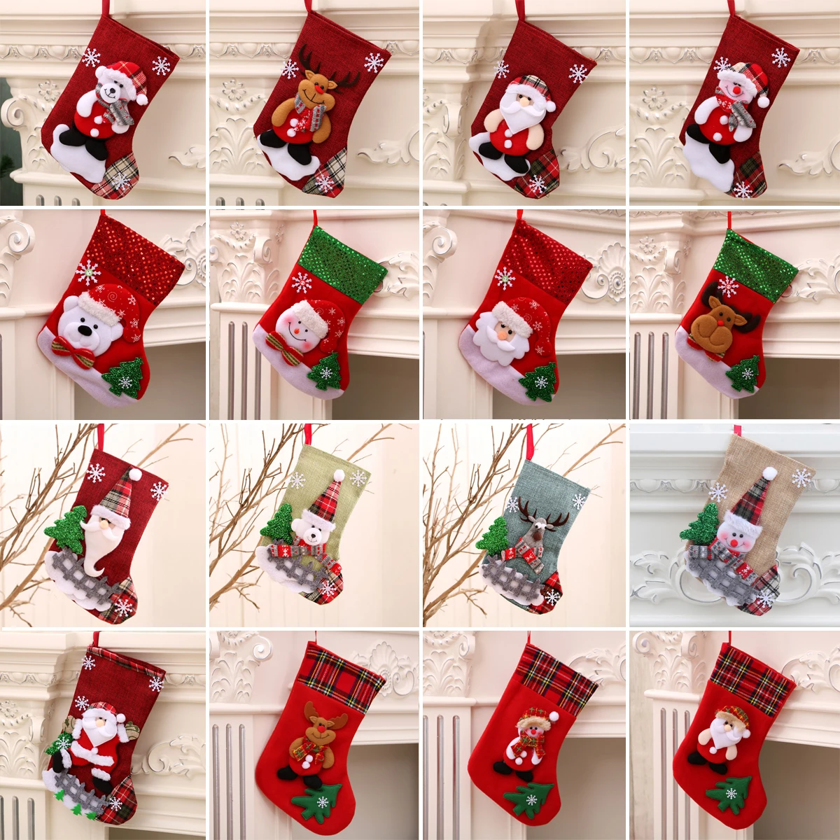 

Christmas Stockings Sack Xmas Gift Candy Bag Noel Christmas Decorations for Home Navidad 2024 New Year Sock Christmas Tree Decor