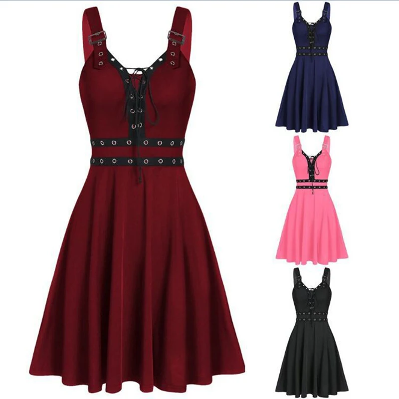 Up Ruffle Straps Dress Sleeveless A Line Punk Style Knee Length Solid Dresses New Summer Tape Loose Dress Women's Clothing
Up Ruffle Straps Dress Sleeveless A Line Punk Style Knee Length Solid Dresses New Summer Tape Loose Dress Women's Clothing
