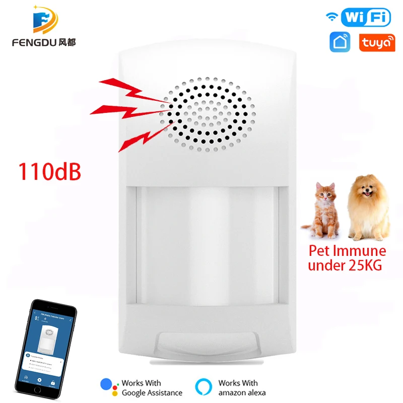 

WiFi Motion Detector PIR Sensor Home Burglar Alarm System Flash Pet Immune Tuya Smart Life APP Remote Control Timing Arm Disarm