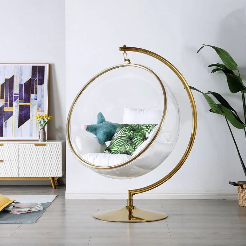 Golden frame Transparent hanging chairs Swing Floor Stand PVC/acrylic Bubble Chair for living room furniture
Golden frame Transparent hanging chairs Swing Floor Stand PVC/acrylic Bubble Chair for living room furniture