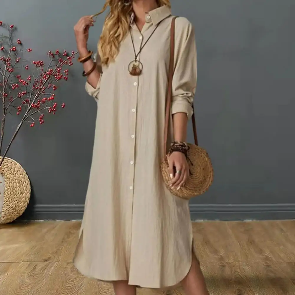 Women Dress Women Short Sleeve Dress Elegant Ladies Loose Cotton Linen Dress Long Sleeve Button Summer Casual Women Dress
Women Dress Women Short Sleeve Dress Elegant Ladies Loose Cotton Linen Dress Long Sleeve Button Summer Casual Women Dress