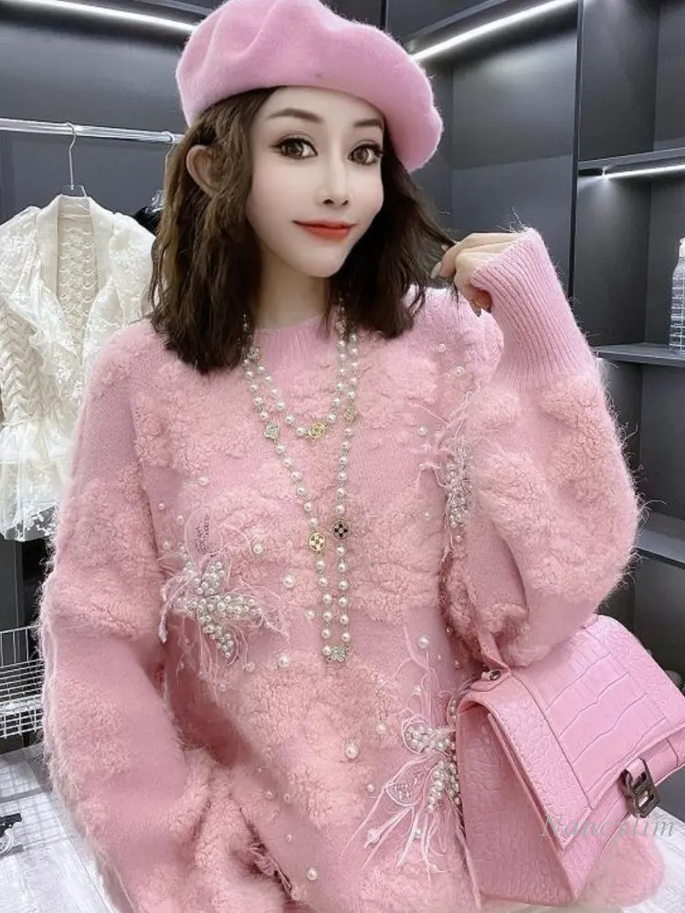 Autumn and Winter New Thickened Sweater Women Loose Korean Style Soft Glutinous Beads Flower Sweaters Top Large Size Idle Style
Autumn and Winter New Thickened Sweater Women Loose Korean Style Soft Glutinous Beads Flower Sweaters Top Large Size Idle Style