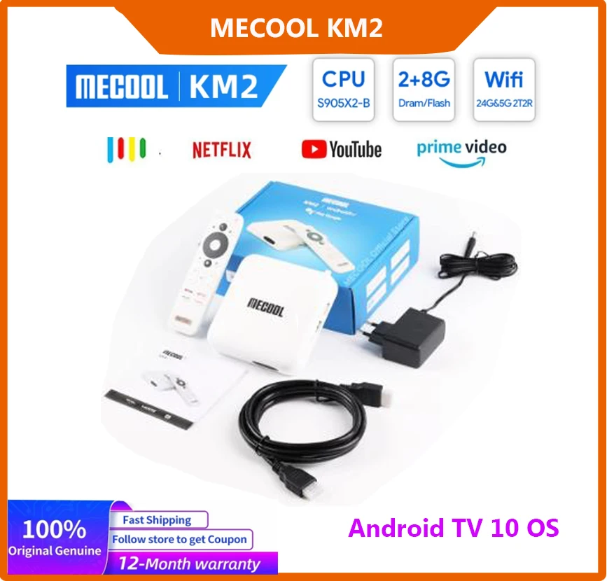 

MECOOL KM2 4K Android TV Box Amlogic S905X2 2GB DDR4 USB3.0 SPDIF Ethernet WiFi Multi-streamer HDR 10 Widevine L1 TVBOX Set Top
