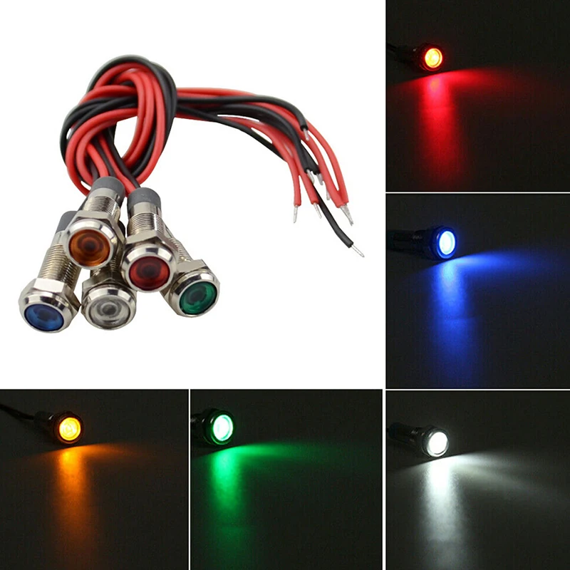 

5x Car Boat 12V-24V 6mm LED Indicator Light Dash Dashboard Panel Warning Lamp