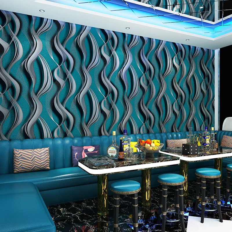 

3D Geometric Wavy Stripe Wallpaper Ktv Deerskin Velvet Wall Paper Living Room TV Background Bedroom Home Decor Papel De Parede