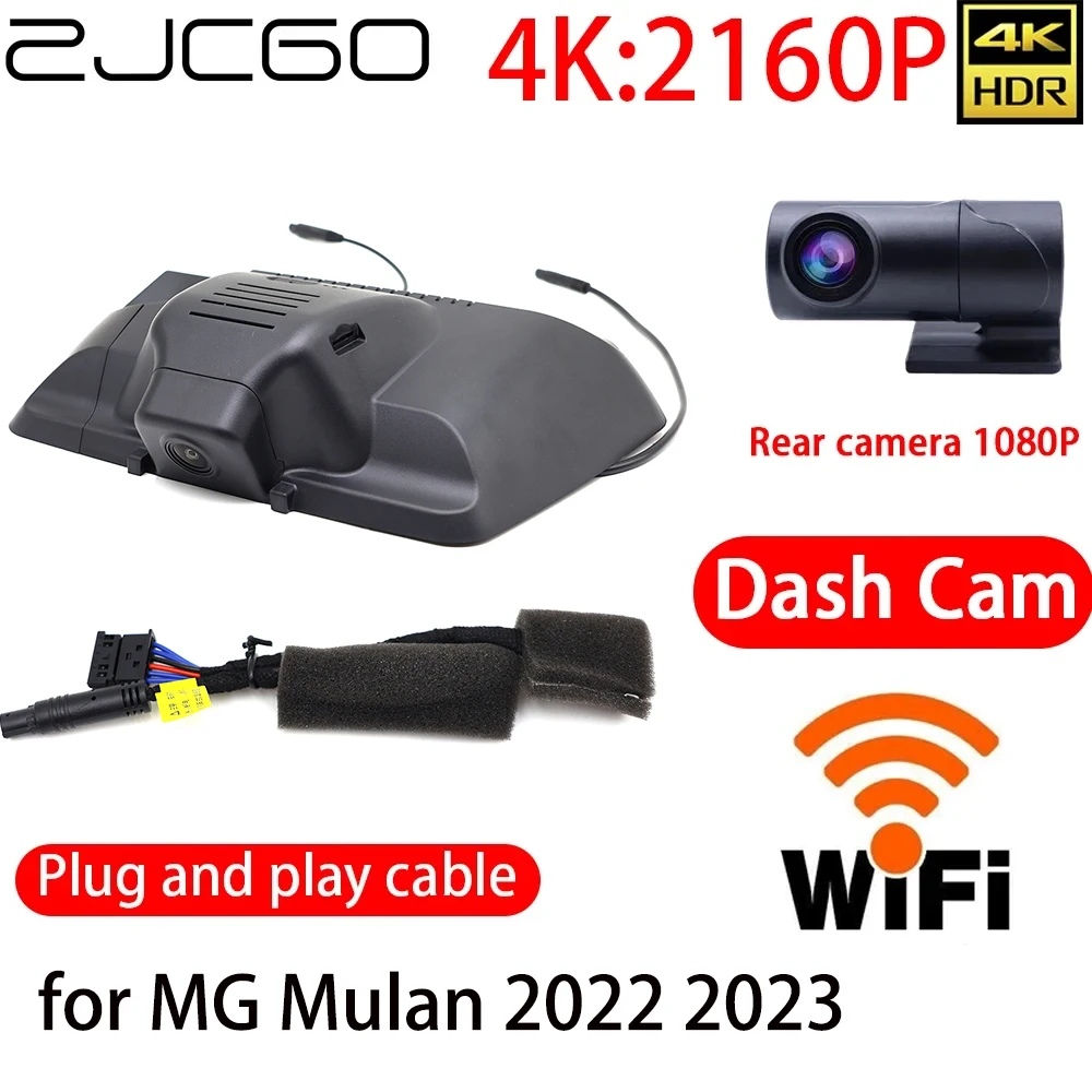 

ZJCGO 4K Автомобильный видеорегистратор с Wi-Fi, передняя и задняя камеры, 24-часовой монитор для MG Mulan 2022 2023