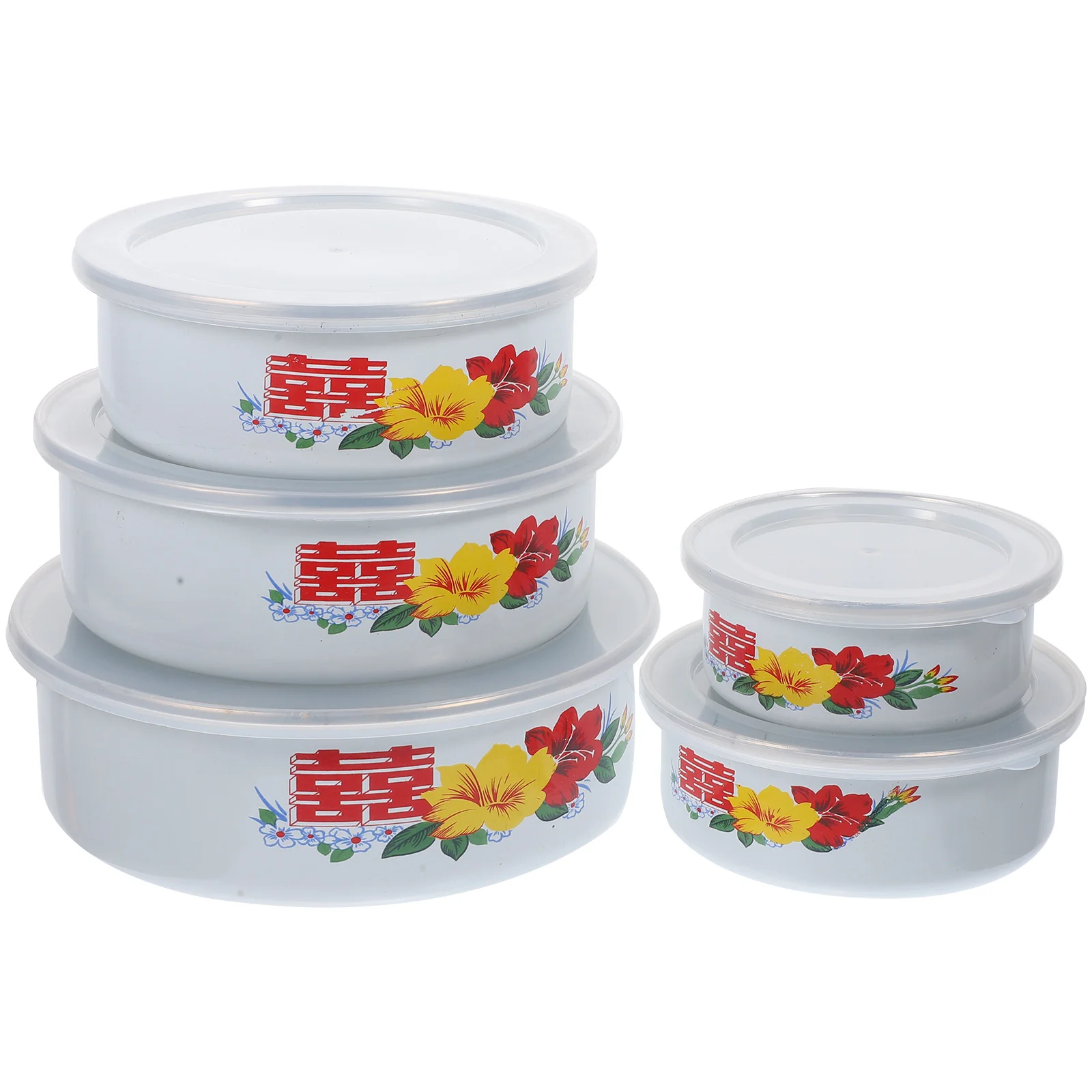5 шт. эмалированные миски с крышками, пищевые миски для супа, контейнеры для свежести фруктов, бытовые миски для супа 
5 шт. эмалированные миски с крышками, пищевые миски для супа, контейнеры для свежести фруктов, бытовые миски для супа