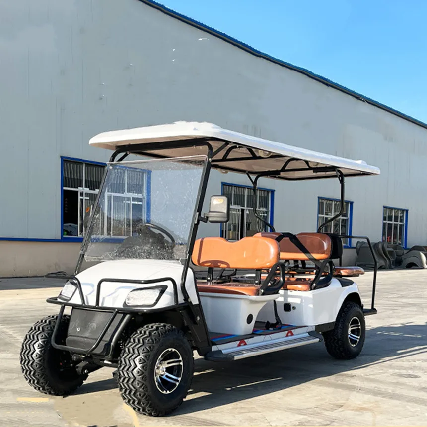 

Customized Airport Bus 6-Seater Sightseeing Bus Electric Lift Golf Cart With Bumper 4-Wheel 4-Seater Golf Cart Custom Logo