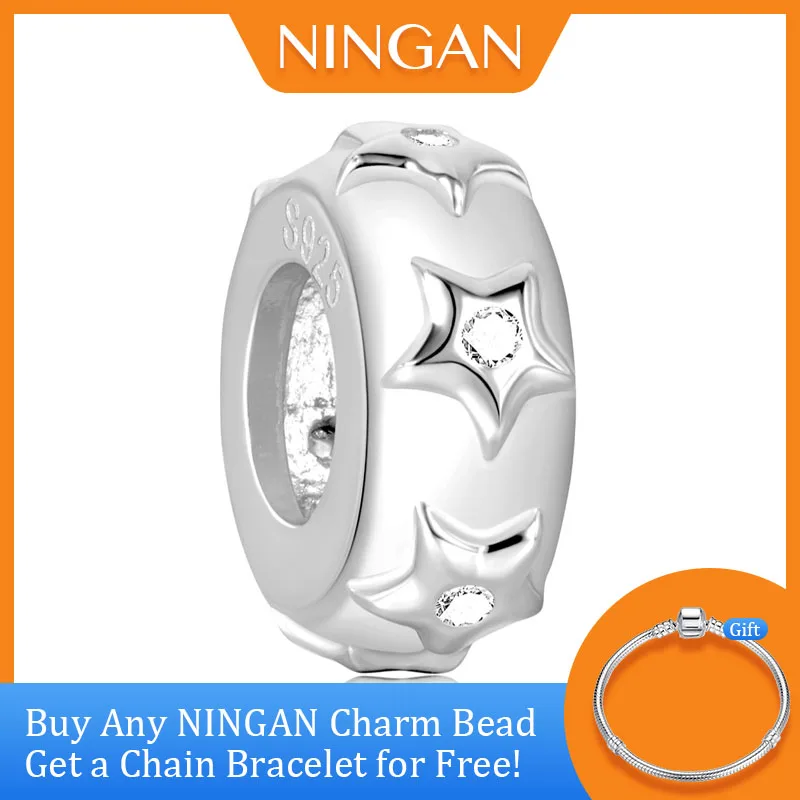 NINGAN S 925 Sterling Silver Charm for Bracelet Diy Jewelry Women Star with Shiny Zircon Necklace Accessories
NINGAN S 925 Sterling Silver Charm for Bracelet Diy Jewelry Women Star with Shiny Zircon Necklace Accessories