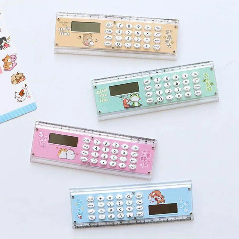 

Ruler Calculator Multi-functional 2 in 1 15cm Scale 8 Digits Battery Operated LCD Display Student Calculator Office Supplies