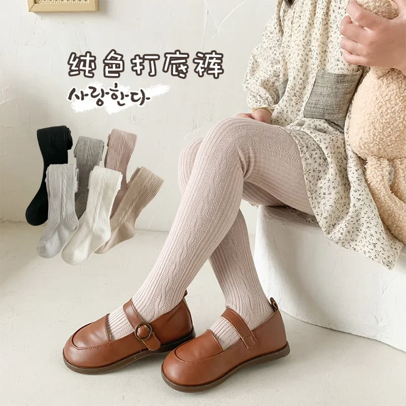 

Children& Pantyhose Baby Spring and Autumn Baby Socks Solid Color Twist Striped Jumpsuit Girl Leggings.