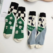4Pairs/Lot Fashion Green Black Socks For Women Cotton Double Needle Ladies AB Socks with print 
4Pairs/Lot Fashion Green Black Socks For Women Cotton Double Needle Ladies AB Socks with print