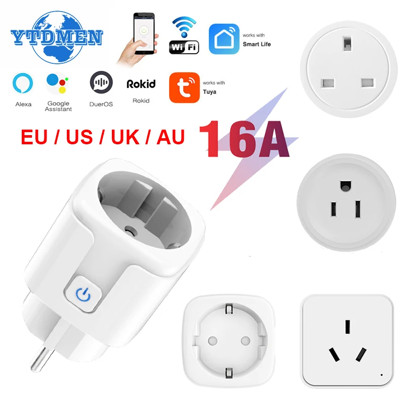 Wifi Smart Plug Socket Outlet EU US UK AU Plug With Power Monitor 16A Tuya Socket Timing Function Smart Life APP Remote Control
Wifi Smart Plug Socket Outlet EU US UK AU Plug With Power Monitor 16A Tuya Socket Timing Function Smart Life APP Remote Control
