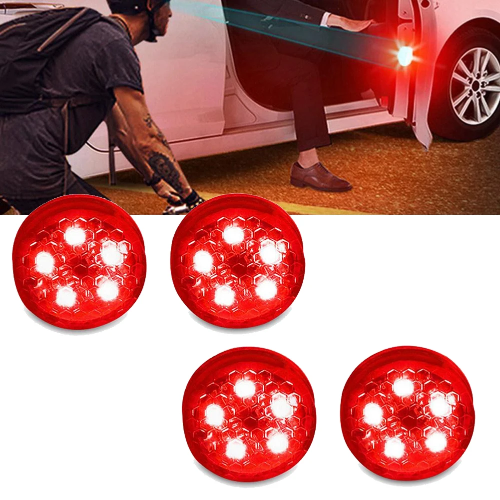 

Universal Car Door Warning Lights Car Opening Door Safety Warning Anti-collision Lights Red 4Pcs/Set DC 3V Strobe Alarm Lights