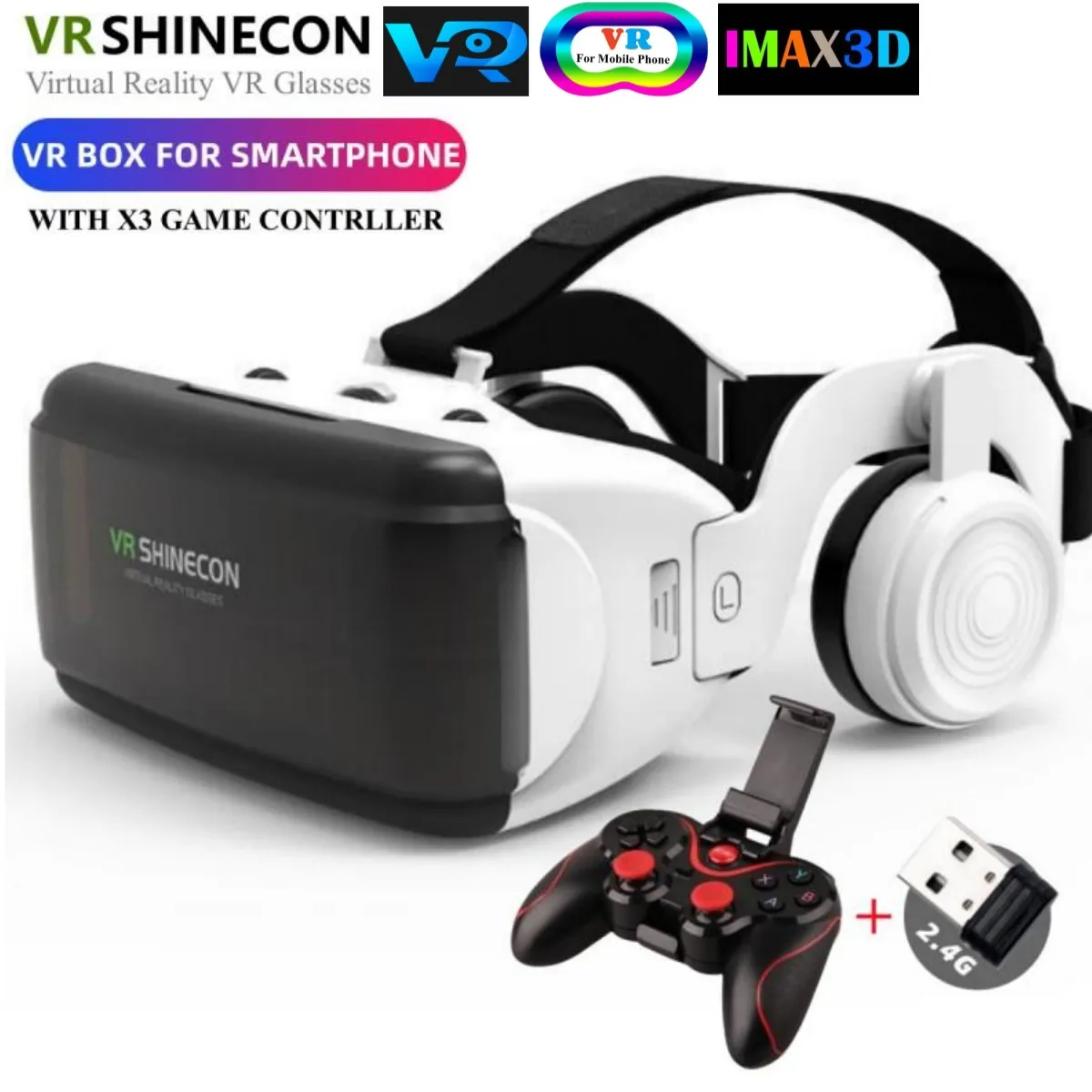 

G06E Virtual Reality VR Glasses 3D Glasses Google Cardboard Box Headset Helmet for IOS Android Smartphone with Wireless GamePad