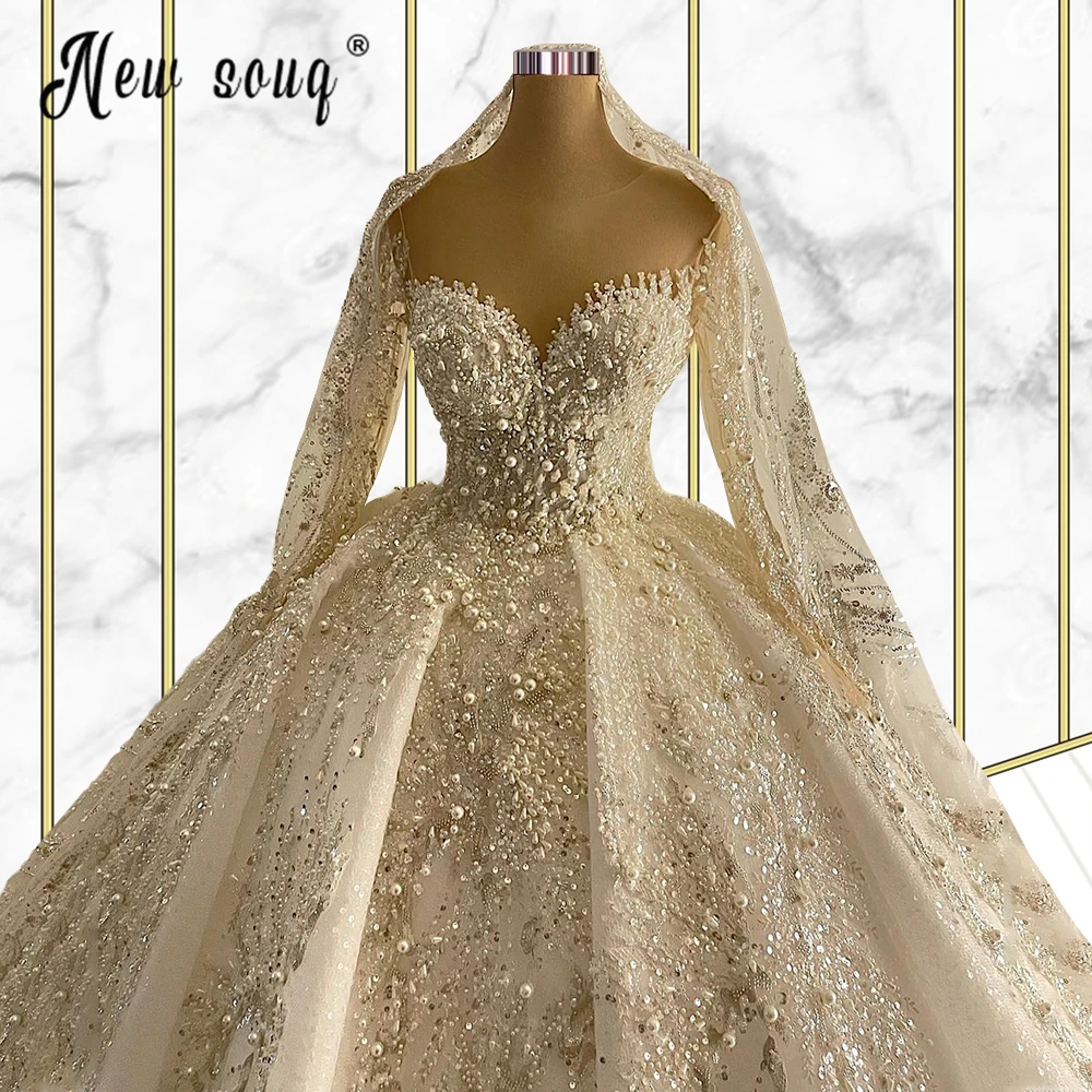 Luxury Sweetheart Neckline Ball Gown Wedding Dress with Beads Appliques Princess Wedding Gowns Long Sleeve Bridal Dress
Luxury Sweetheart Neckline Ball Gown Wedding Dress with Beads Appliques Princess Wedding Gowns Long Sleeve Bridal Dress