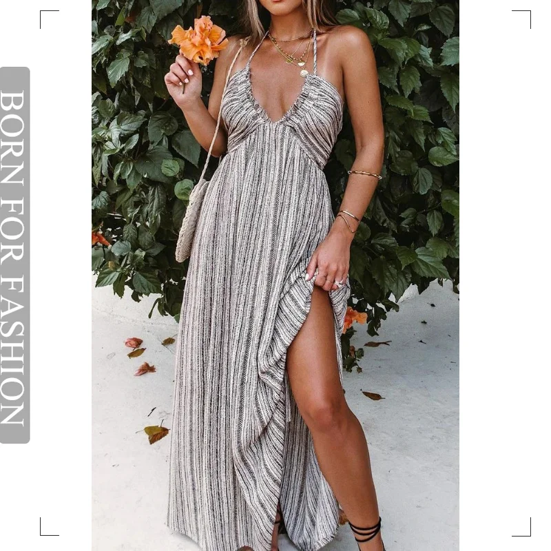 Sleeveless V Neck Lace Up Backless Beach Loose Maxi Dress Women 2023 Summer Casual Printed Halter Dresses High Streetwear
Sleeveless V Neck Lace Up Backless Beach Loose Maxi Dress Women 2023 Summer Casual Printed Halter Dresses High Streetwear