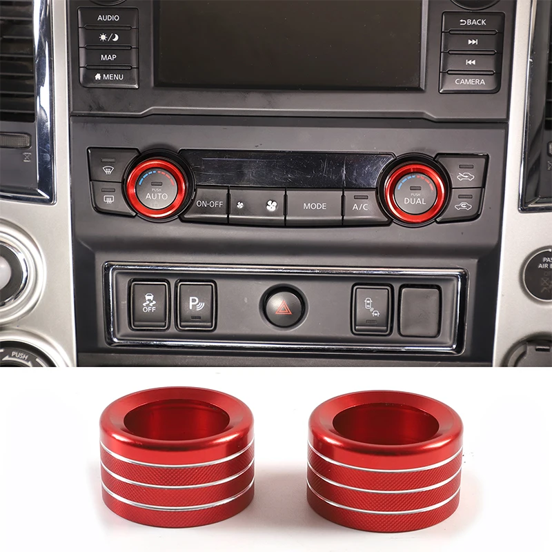 

For Nissan Titan 2016-2023 Aluminum Alloy Car Central Control Air Conditioning Knob Ring Decorative Ring Interior Accessories