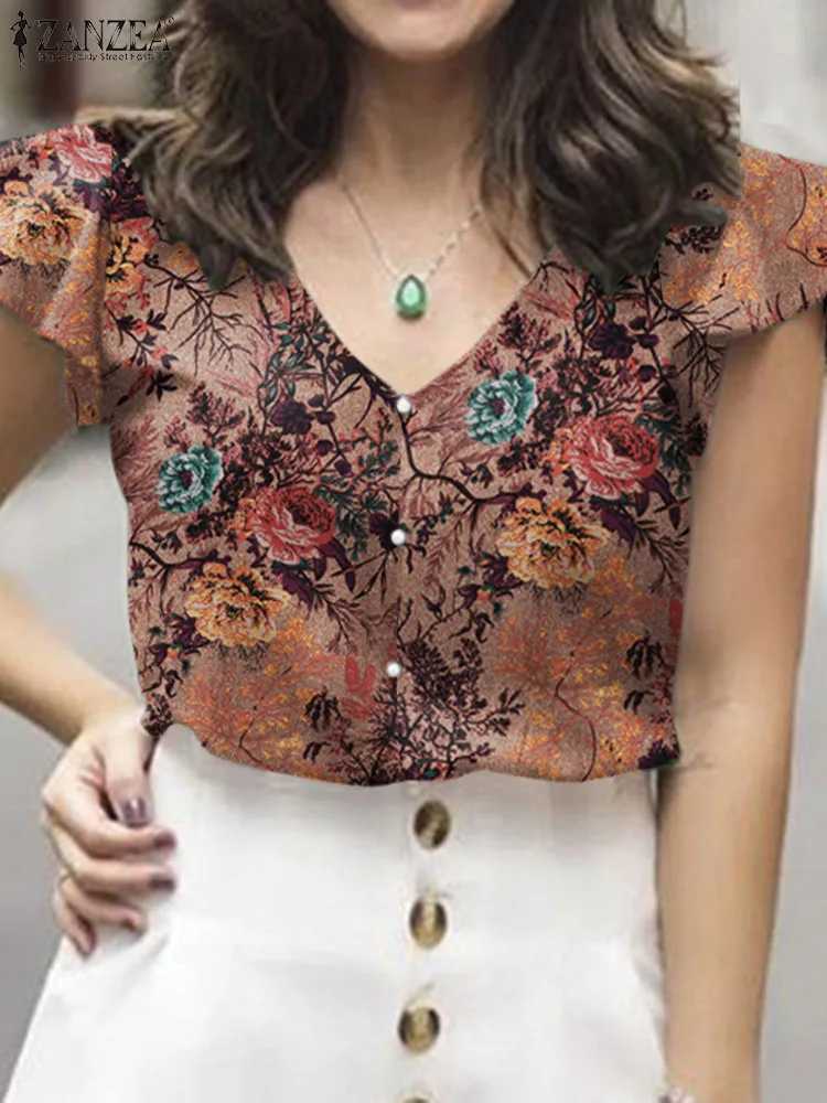 ZANZEA Fashion Floral Printed Blouse Summer Women Tops Elegant OL Work Shirt Short Sleeve V Neck Blusas Vintage Chemise Tunic
ZANZEA Fashion Floral Printed Blouse Summer Women Tops Elegant OL Work Shirt Short Sleeve V Neck Blusas Vintage Chemise Tunic