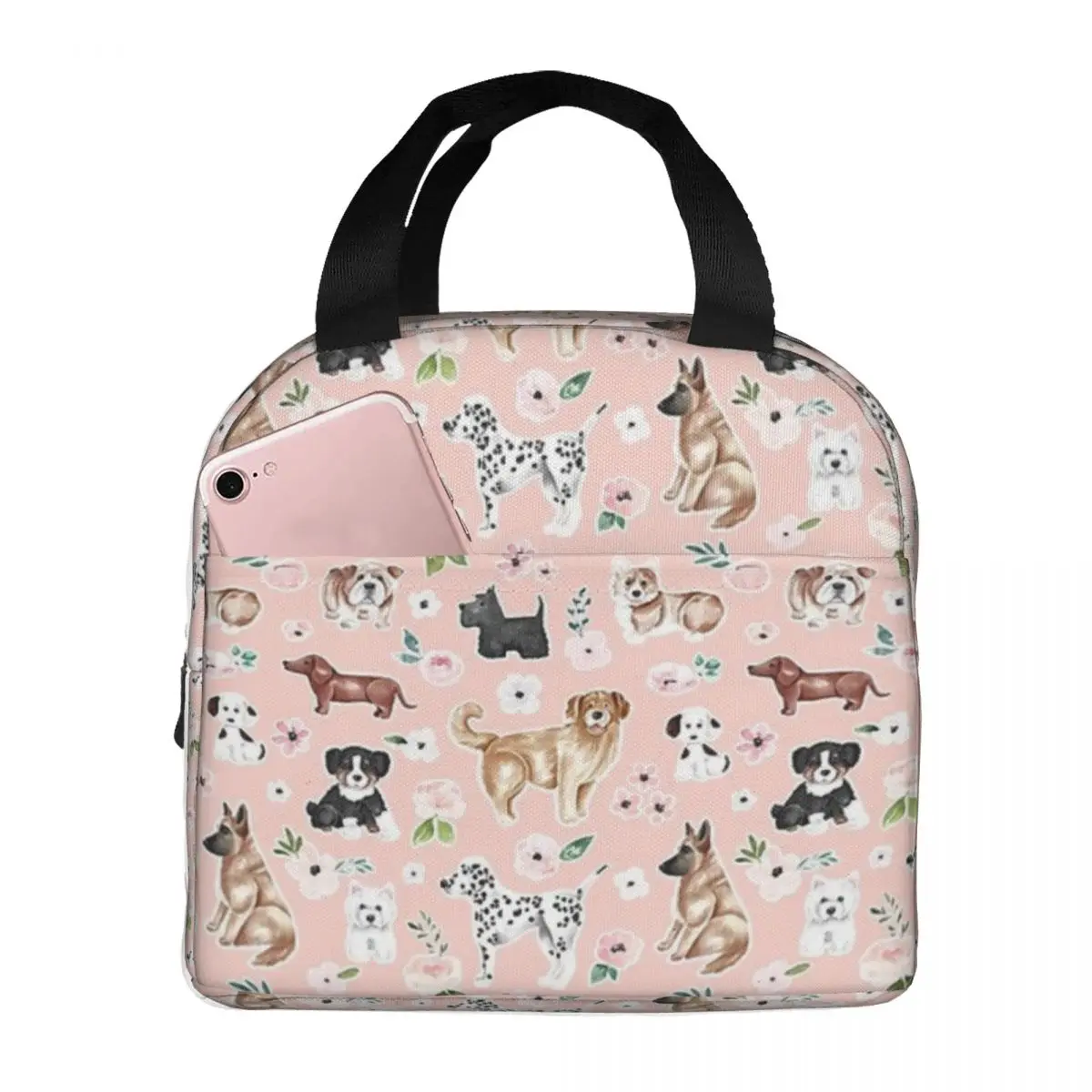 Watercolor Dogs And Flowers On Pink Insulated Lunch Bags Picnic Bags Thermal Cooler Lunch Box Lunch Tote for Woman Work Children
Watercolor Dogs And Flowers On Pink Insulated Lunch Bags Picnic Bags Thermal Cooler Lunch Box Lunch Tote for Woman Work Children