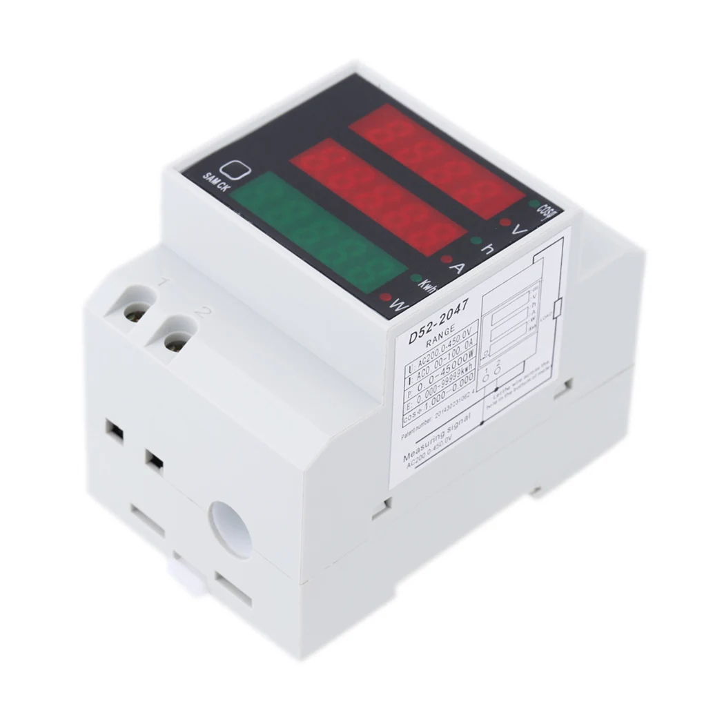 D52-2047 DIN Rail Digital Multifuction Wattmeter AC200-450V Voltmeter AC 0-100A Ammeter Current Voltage Energy Meter
D52-2047 DIN Rail Digital Multifuction Wattmeter AC200-450V Voltmeter AC 0-100A Ammeter Current Voltage Energy Meter
