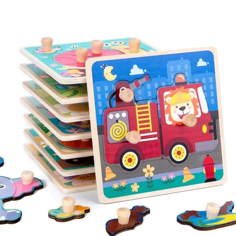 

Baby Wooden Toy 3D Puzzle Cartoon Animal Cognitive Jigsaw Puzzle Children Montessori Games Early Educational Toys For Kids Gifts