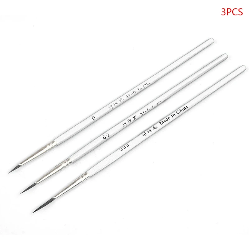 

3pcs/set 0 00 000 Nylon Brush Hook Line Pen Professional Fine Tip Drawing Brushes for Acrylic Watercolor Oil Painting