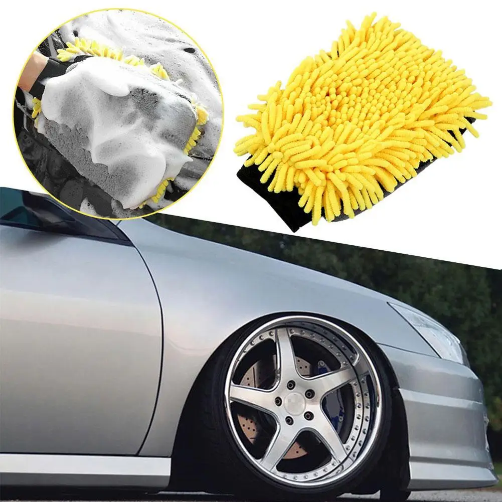 

New Car Wash Microfiber Chenille Gloves Thick Car Cleaning Mitt Wax Detailing Brush Auto Care Double-faced Glove Accessroies