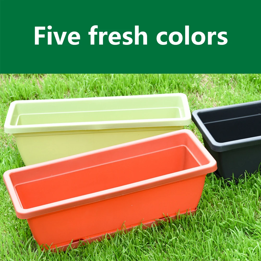 Generic Rectangular Flower Pot With Tray Extra Large Planting Trough Family Garden Balcony