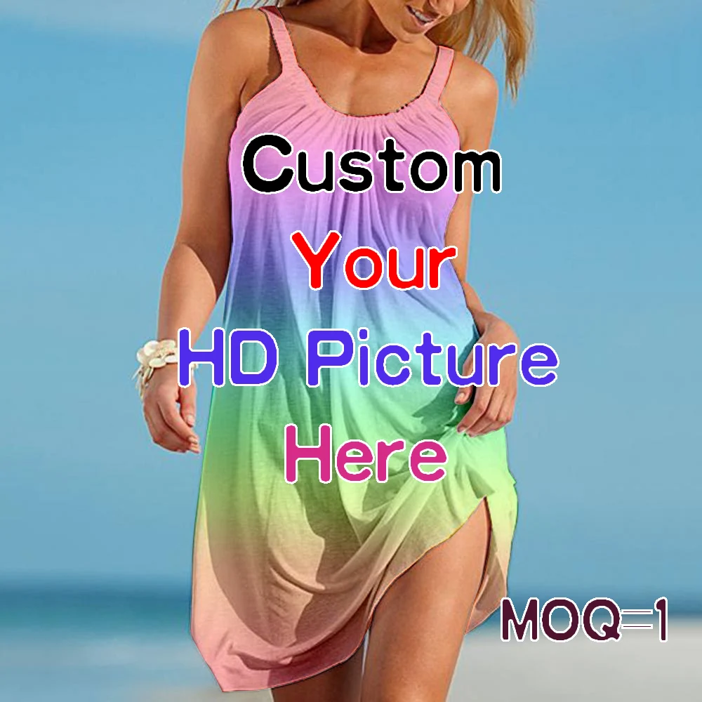 

Loose Sexy Casual 3D Print Plus Size Punk Custom Sling Dresses Women Skirt Female Ladies Outfits Wholesale Beach Gothic Frocks